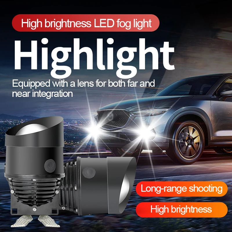 35W High Quality Light Emitting Diode Lens Car Fog Light 2.5 Inch Light Emitting Diode Projector Car