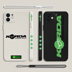 Korda Fishing Tackle Phone Case For iPhone 15 14 13 12 11 Pro Max Mini X XR XS MAX SE20 8 7 Plus Silicone Cases with Hand Strap