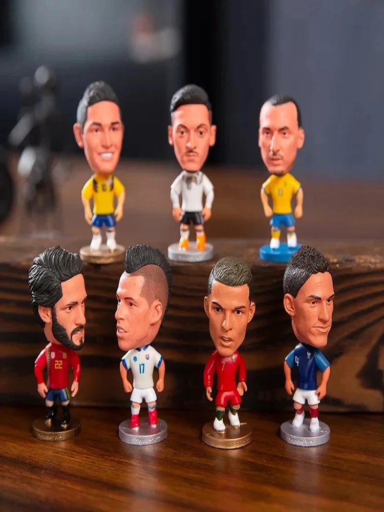 

6.5cm Soccer Star Figure Mini Football Player Car Ornaments Collection Doll Star Sports Action Figures Souvenirs Toys Fans Gifts