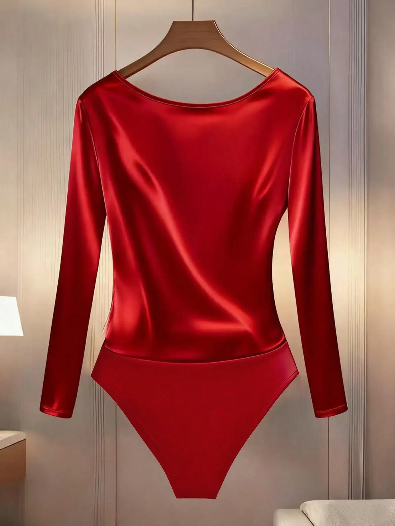 Franclia Women's Minimalist Long Sleeve Side Button Decor Slim Bodysuit For Commuting