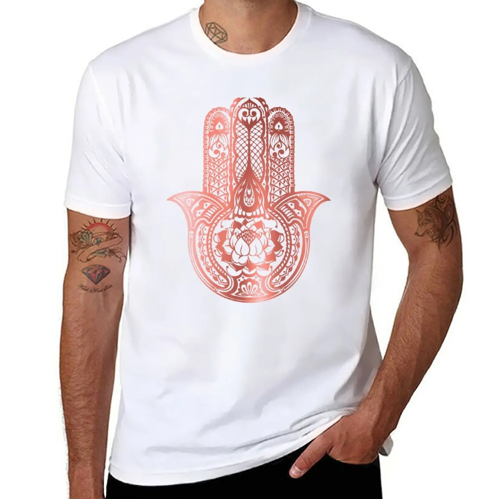 New Rose Gold Hamsa T-Shirt graphics t shirt Short sleeve black t-shirts for men