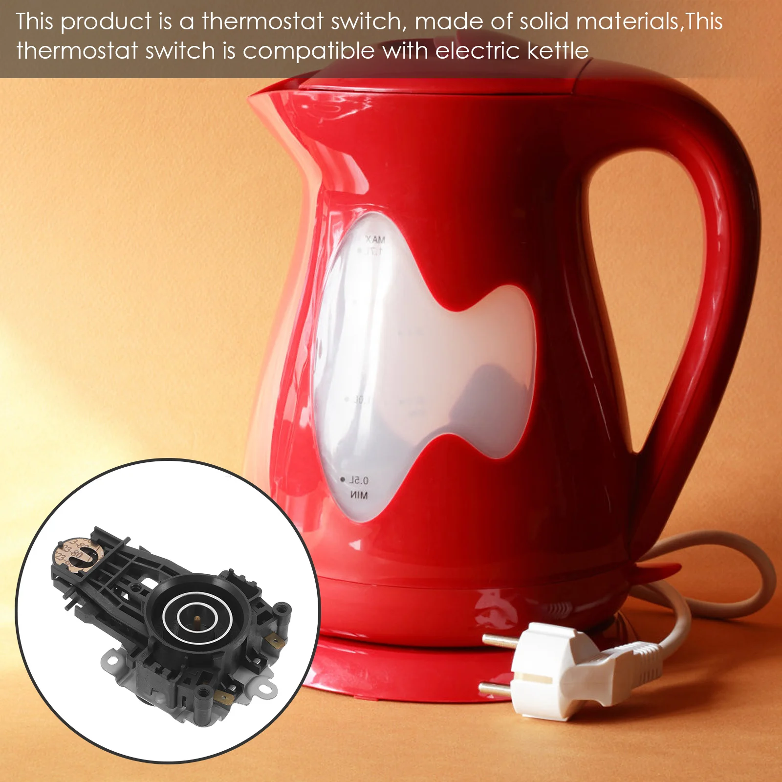 Base de chaleira com controle de temperatura do termostato, soquete durável de metal plástico de substituição para dispositivo de aquecimento de chaleira elétrica