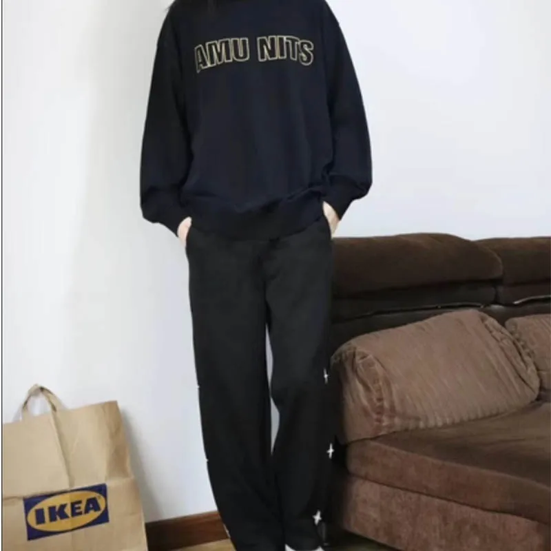 

Large size straight leg casual pants women's spring and fall teenage fashion brand sweatpants loose all matching sweatpants