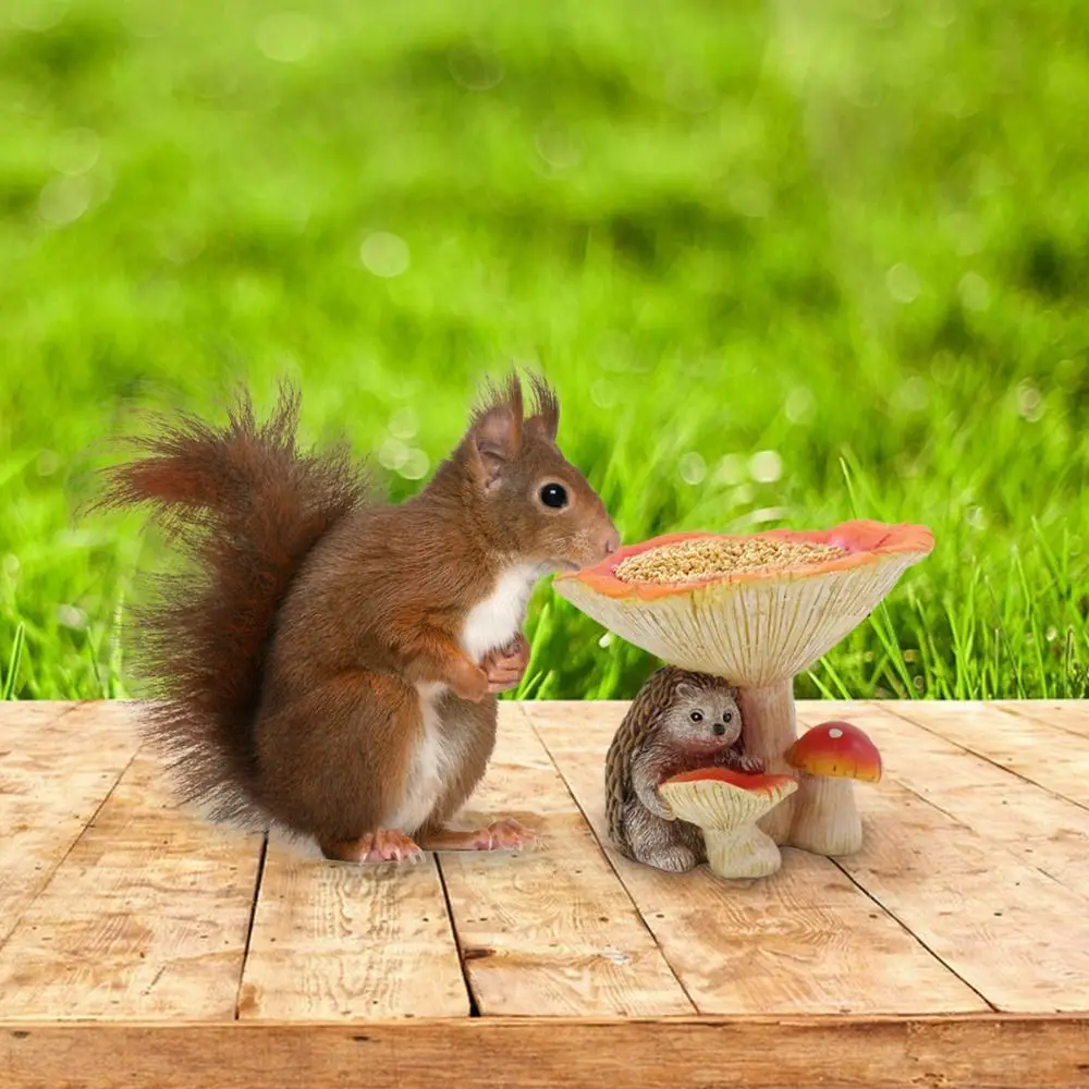 

Resin Hedgehog Mushroom Feeder Bowl Waterproof Creative Bird Feederc Decorative Crafts Animal Feeding Trough Bird Food Dispenser