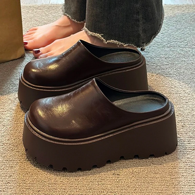 

Flats Platform Women Slippers Fashion Autumn Mules Shoes Casual Slingback Cozy Shoes Woman Slides 2025 Trend Ladies Flip Flops