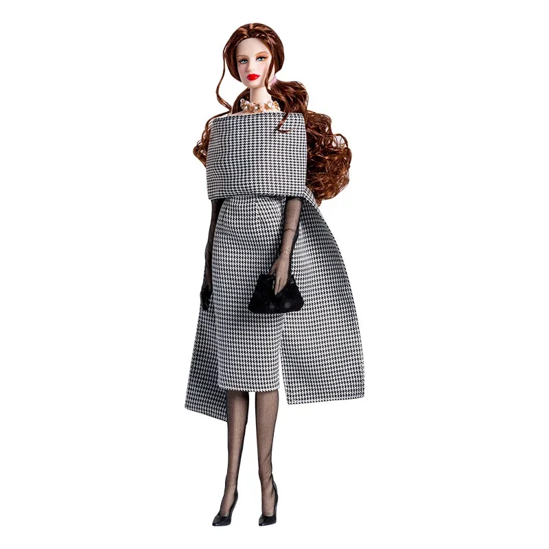 Ladies clothing set / houndstooth windbreaker coat suit / 1/6 doll clothes accsorrise outfit for 30cm Xinyi Fr2 ST Barbie Doll