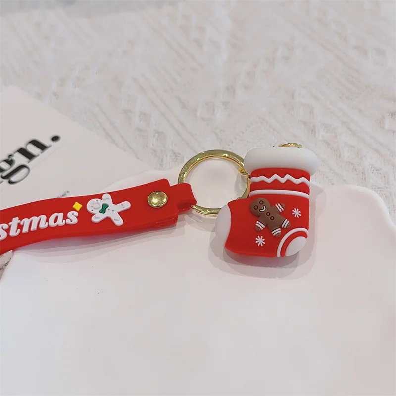 Christmas Gifts Silicone Keychain Christmas Tree Snowman Accessories Pendant Cute Soft Glue Doll Cute Key Rings Jewelry Gifts