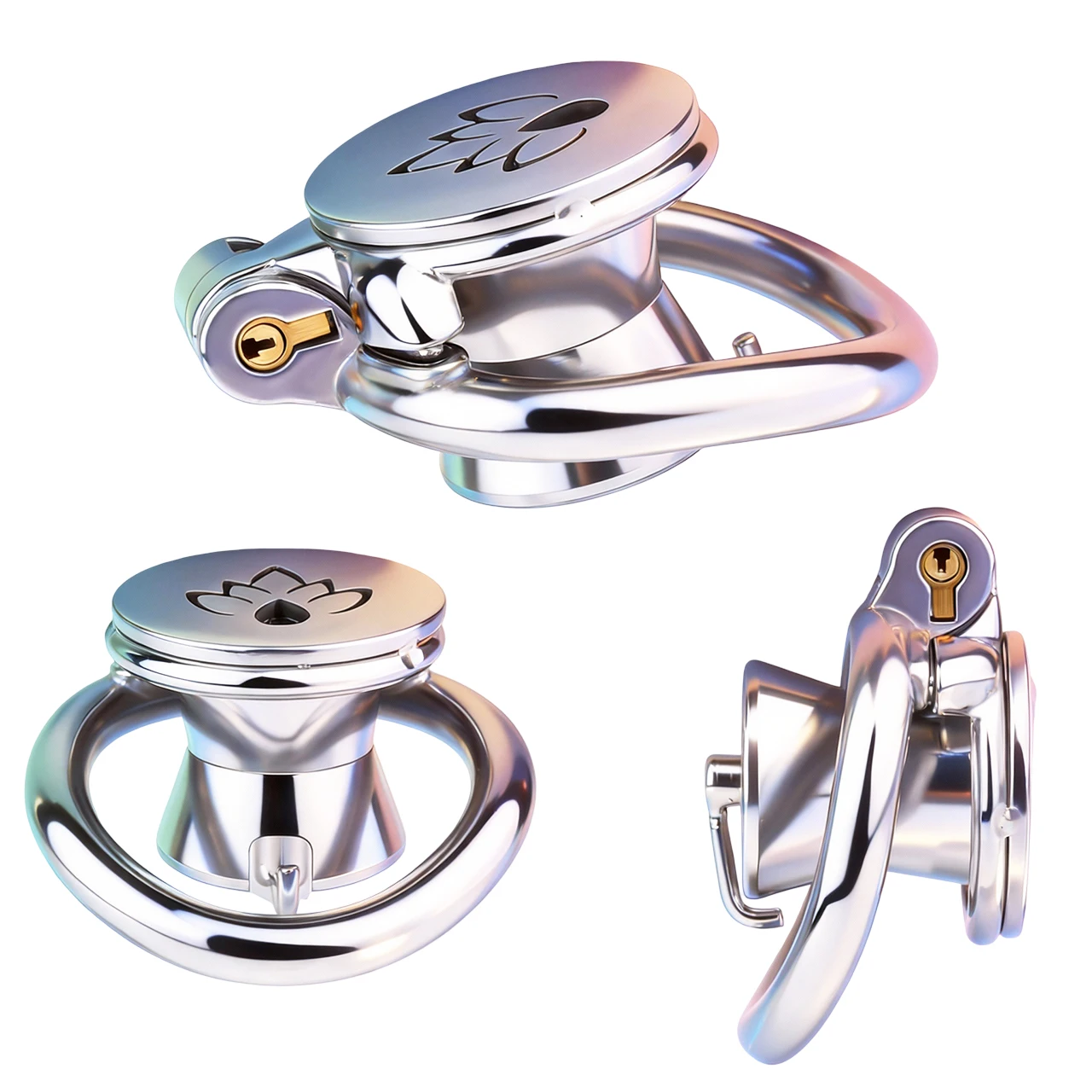 FRRK Negative Male Chastity Cage With PA Penis Ring Metal Flat Cage Lock Cock Cage Device Couple Gay BDSM Sex Toys For Men