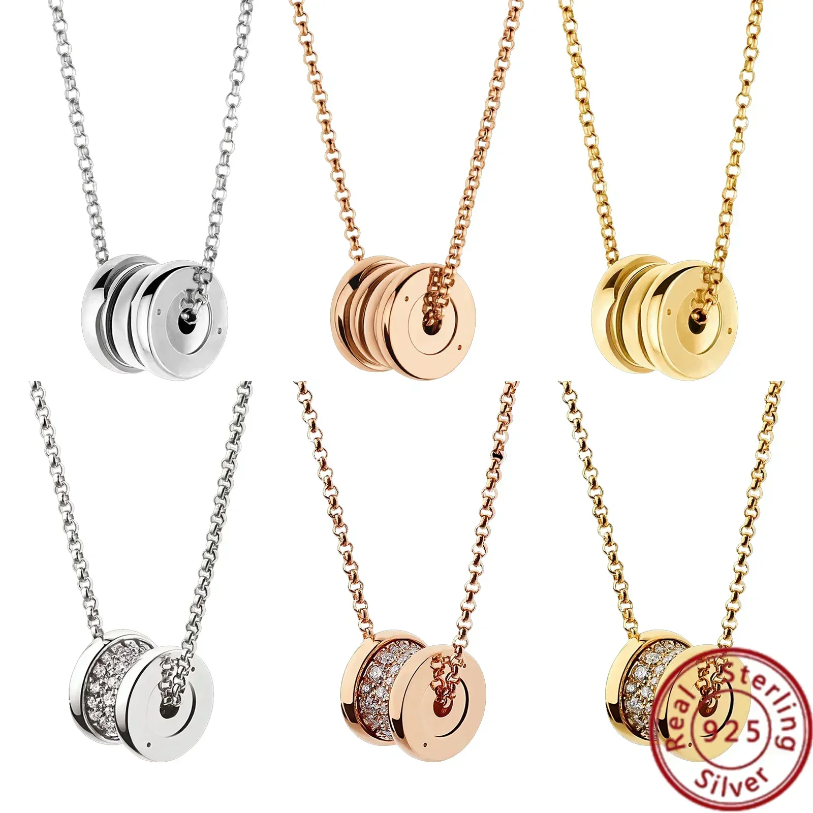 

S925 Silver B.Zero1 Series Pavé Diamond Circle Mini Pendant Necklace - Classic Fashion, Perfect Women's Jewelry Gift