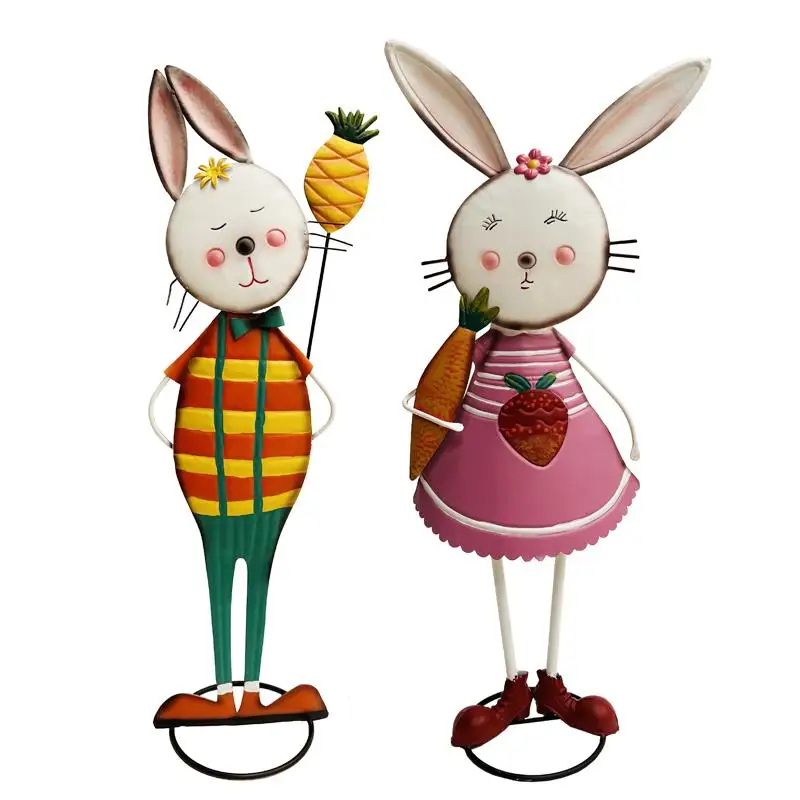 American country retro wrought iron rabbit garden ornaments, indoor and outdoor balconies, courtyard animal decorations