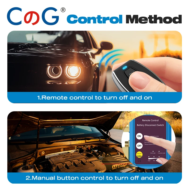 Remote Battery Disconnect Switch Kill Switch 12V 240A Automatic Power Shut Off Switch for Auto Truck Marine RV ATV Boat