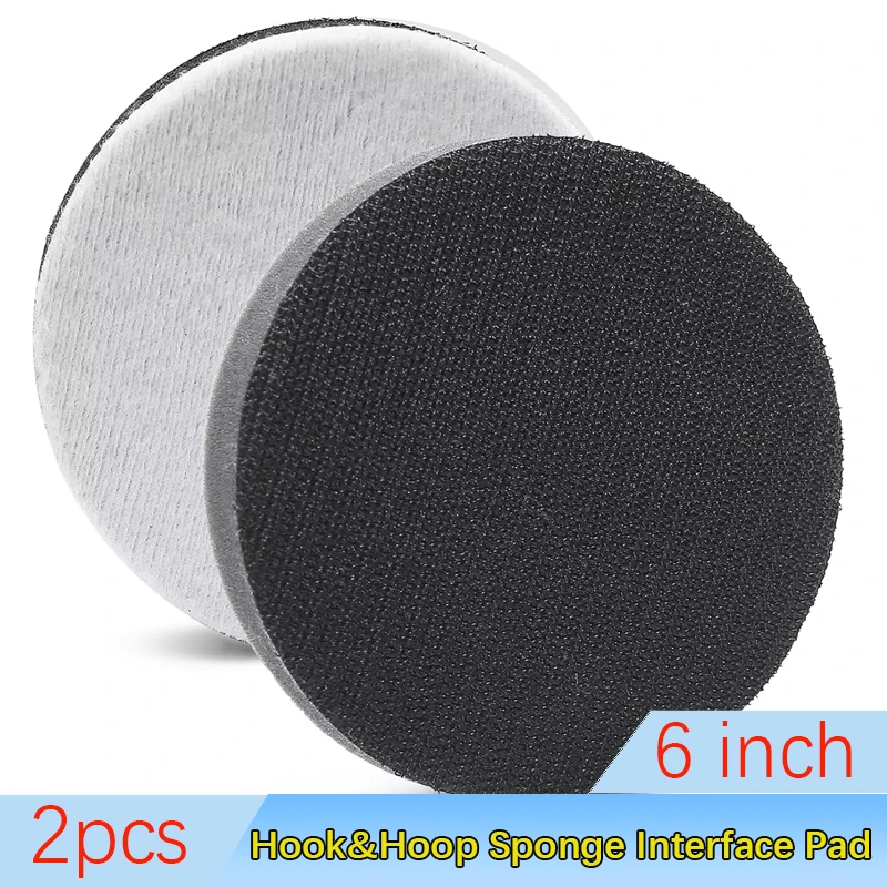 2Pcs Interface Pads 6 Inch Hook Loop Soft Sponge Cushion Buffer Backing Pad for Orbital Sander Automotive Woodworking Polishing