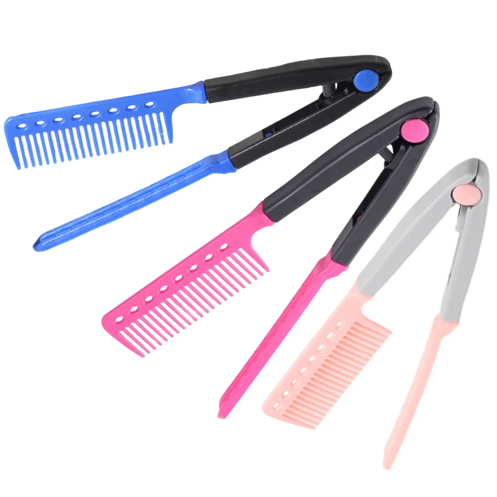 3 pcs Straightener Hair Hair Straightener Comb V-Shaped Styling Tool For Salon Portable Flat Ironing Hairdressing Comb