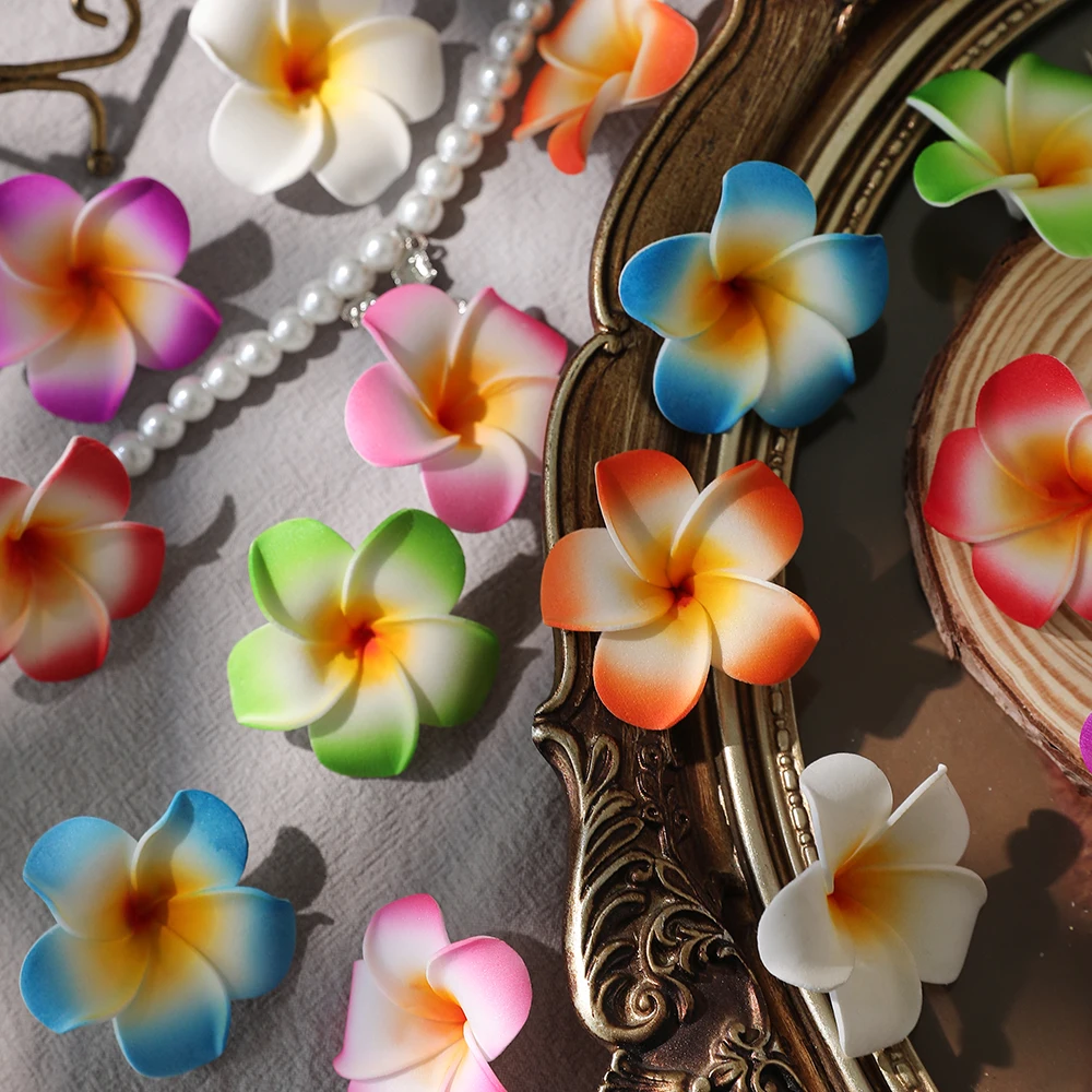 10Pcs 5cm Hawaiian Plumeria  PE Foam Artificial Flower DIY Wreath Headdress Flowers Wedding Decoration Party Supplies