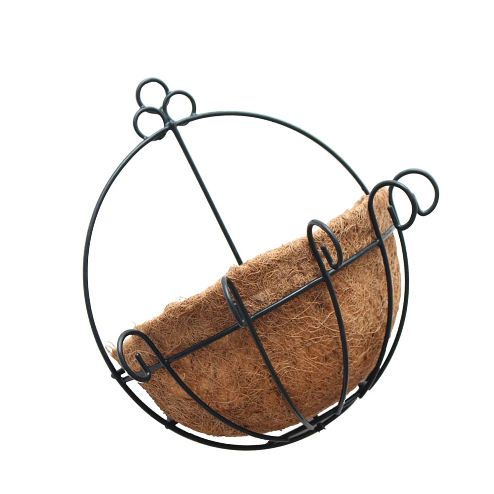 

Coconut Shell Flower Pot Wall Hanging Basket Durable Metal Material Home Office Decoration Plant Vase Gardening Supplies