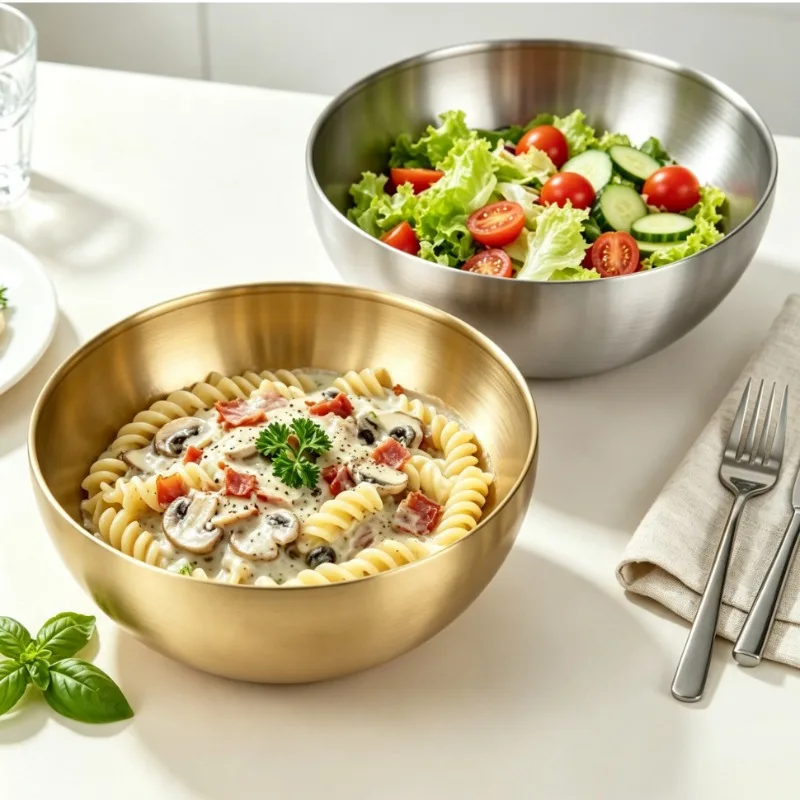 Stainless Steel Mixing Bowls Metal Serving Salad Bowls, Food Containers for Baking, Cooking, Making Salad, Ramen ,Soup