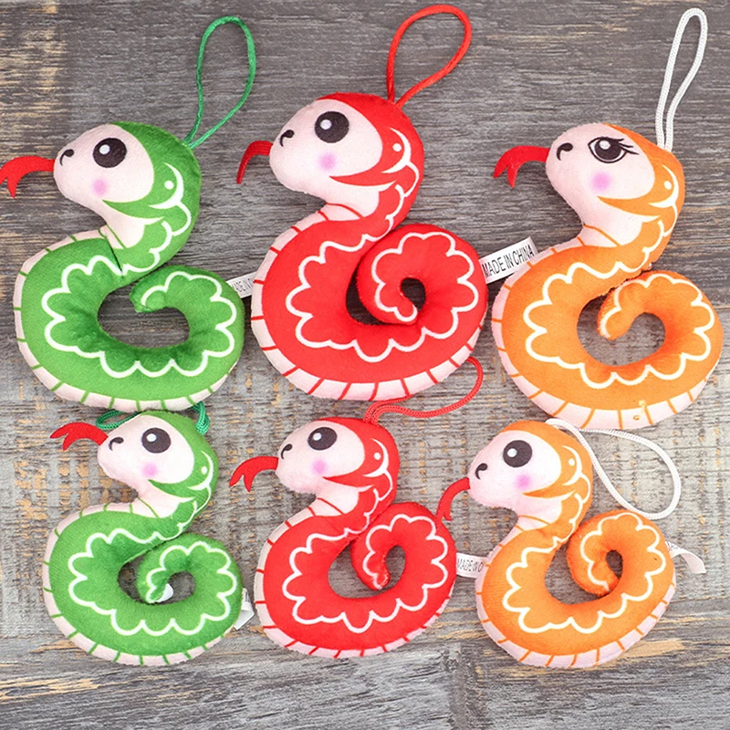 Cartoon Printed Small Snake Plush Small Pendant Bag Keychain Zodiac Snake Year Mascot Plush Toy