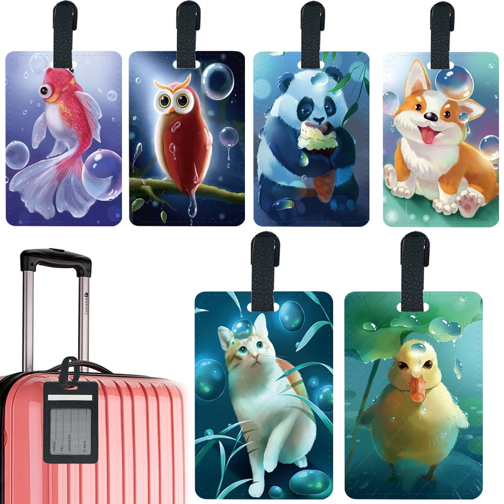 

Pu Luggage Tag Portable Luggage Boarding Tag High Quality Travel Accessories Fashion Travel Accessories Animal Pattern