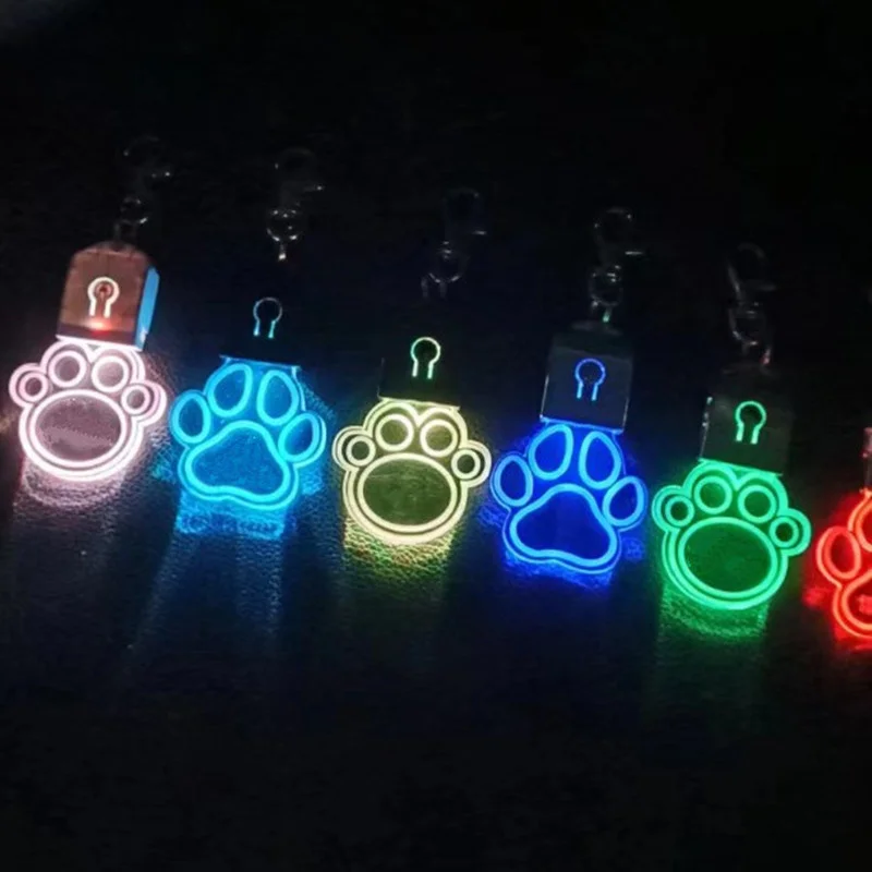 10/30Pcs Pet Claw Shape Led 3D Blank Acrylic Keychain RGB Colorful Night Light Key Pendant Lamp Wedding Christmas Decor Diy Gift
