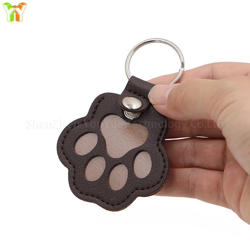 Memorial Leather Pet Hair Storage Bag Cat Paw Keychain Multifunctional Portable Keychain