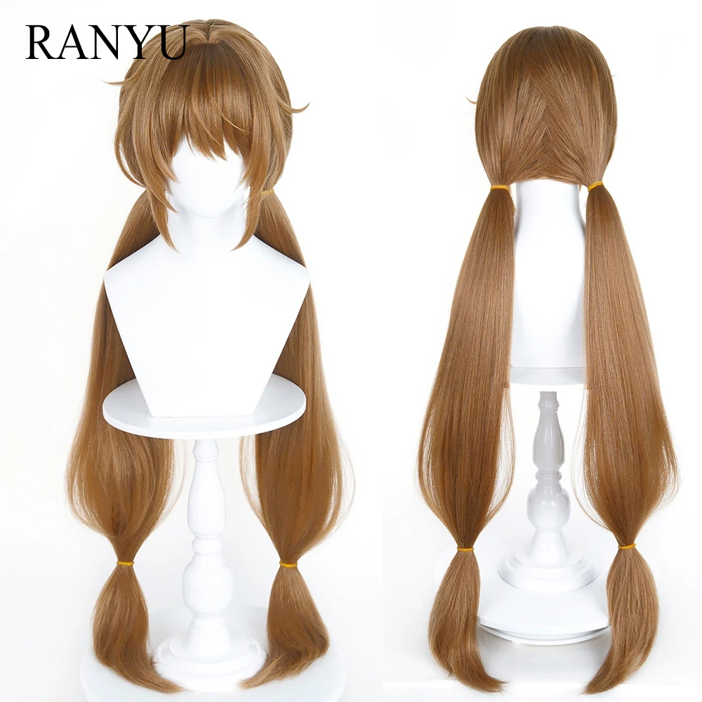 

Synthetic Brown Long Straight Wigs with Bangs Anime Game Cosplay Fluffy Wig Heat Resistant for Daily Party