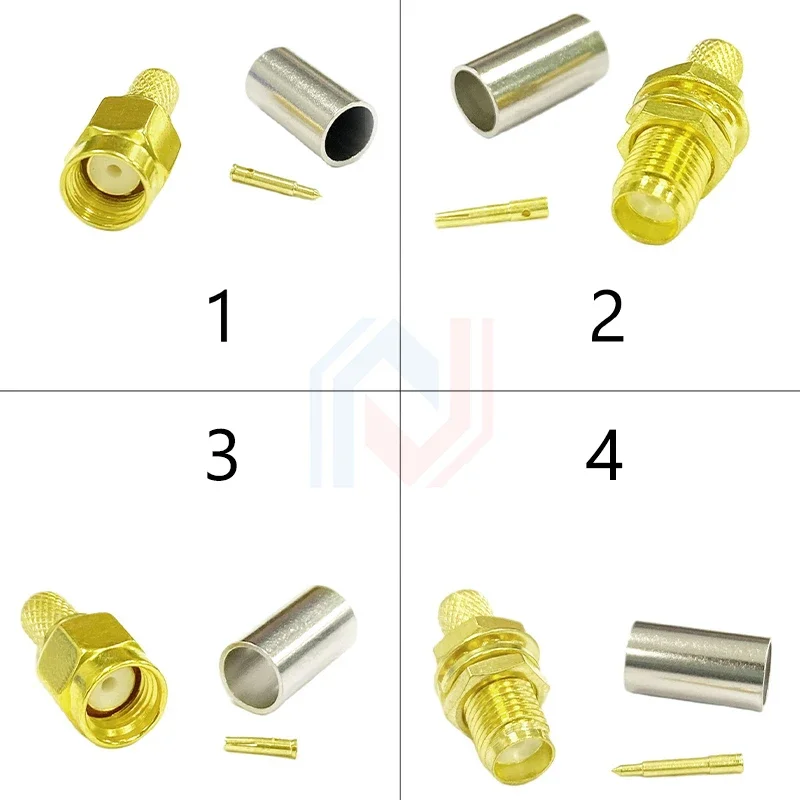 DexMRtiC SMA Male Plug /Female Jack RF Coax Connector Crimp For RG58 LMR195 Cable Wire Terminal Straight  Adapter