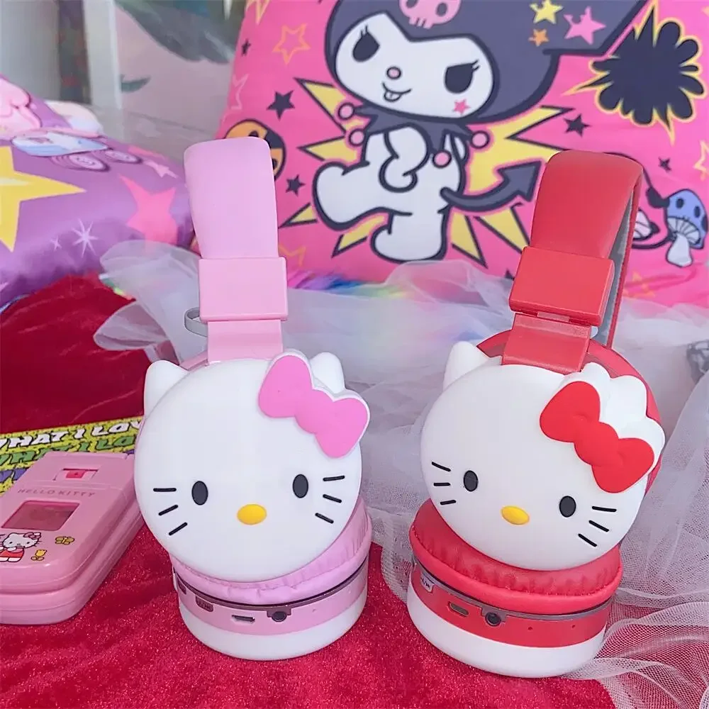 Sanrio Bluetooth Headset Hello Kitty Wireless Cartoon Stereo Sound Earphone with Mic Fashion Hottie Y2k Gifts Cute Girly Heart