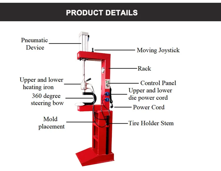 Pneumatic automatic Vertical tyre vulcanizing machine/standing tire repair tools