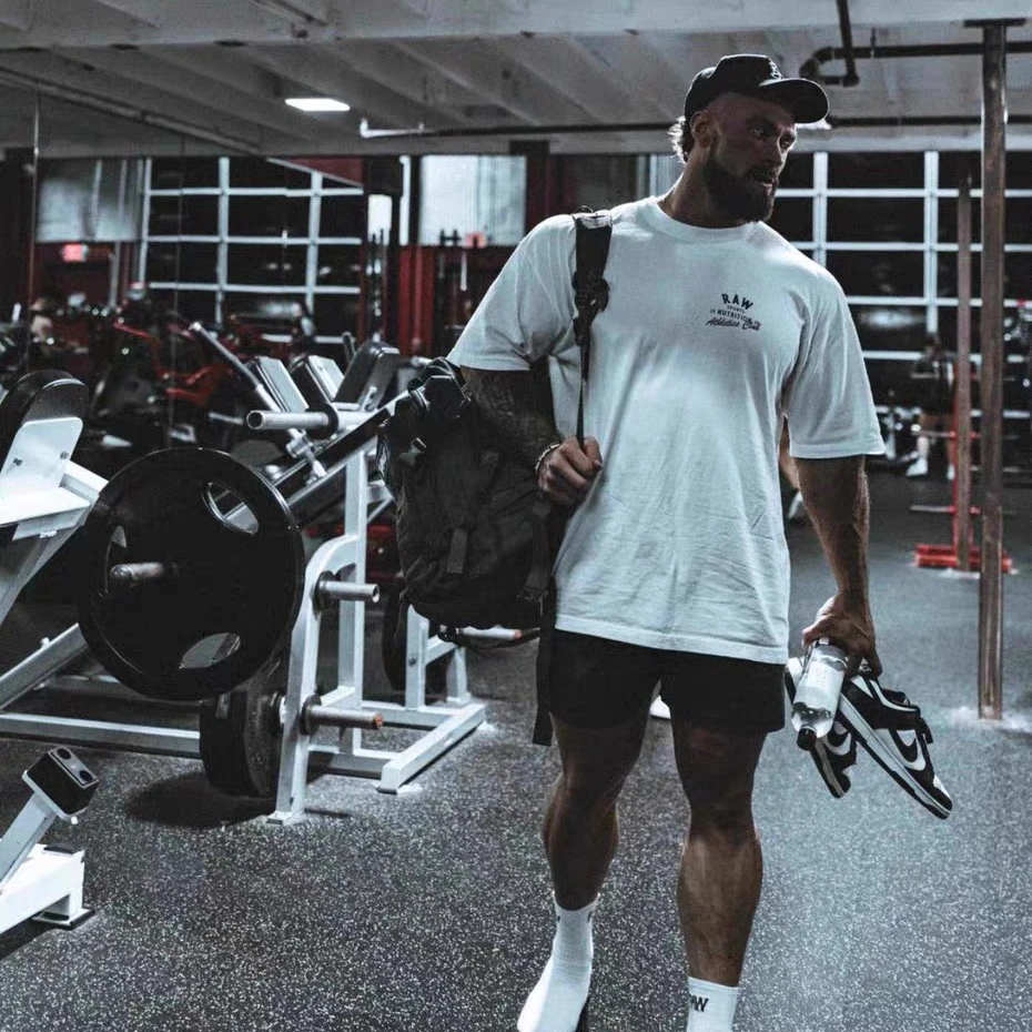 2025 جديد RAW Cris Cbo اللياقة البدنية قصيرة الأكمام اللياقة البدنية الوزن ضيق فضفاض تي شيرت القطن شيك العلامة التجارية قبالة الكتف كم طويل