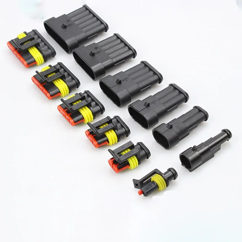20/50/100Sets AMP1/2/3/4/5/6 Pin 12A IP68 Waterproof Connector Electrical Automotive Wire Connector Plug Terminals Truck Car