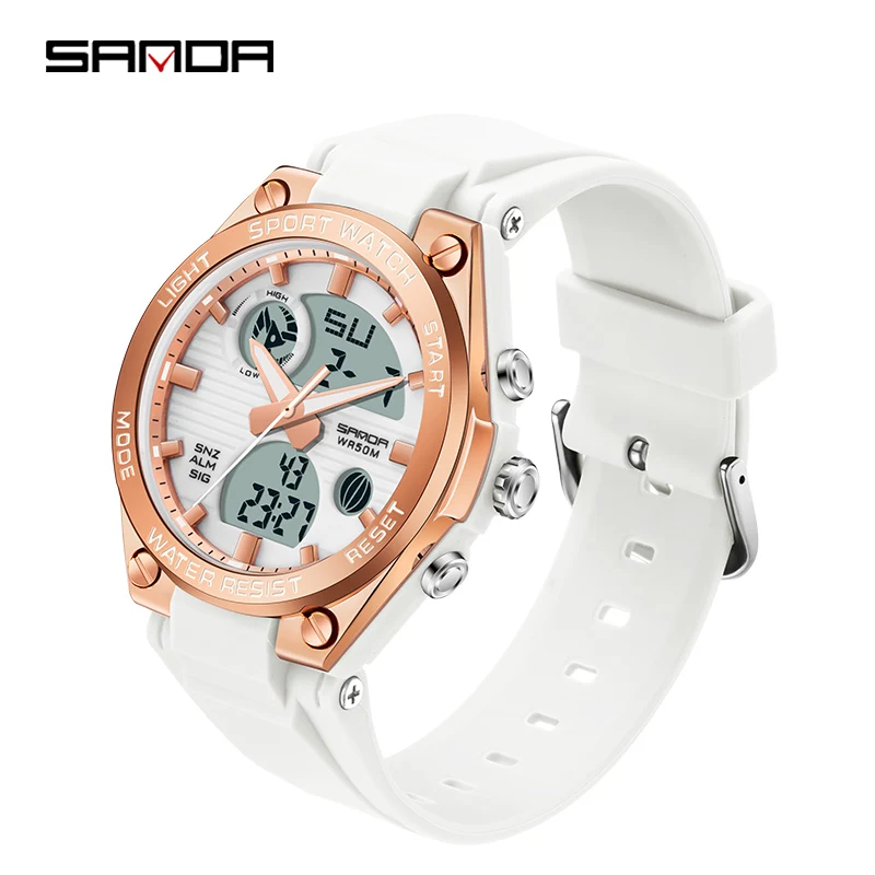 

SANDA 6067 Sport Women Watches Fashion LED Digital Ladies Watch montre homme Relogio Feminino dourado New Girl Electronic Clock