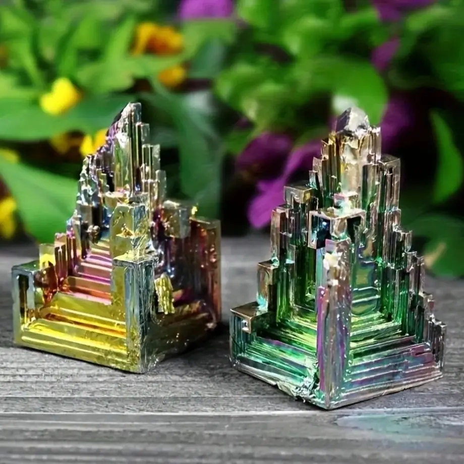 Искусственная Радужная Кристаллическая Пирамида, Аура Кристалл Руда Минеральный Коллекционный Образец Зеленый Фиолетовый Металлический Орнамент Домашний Декор