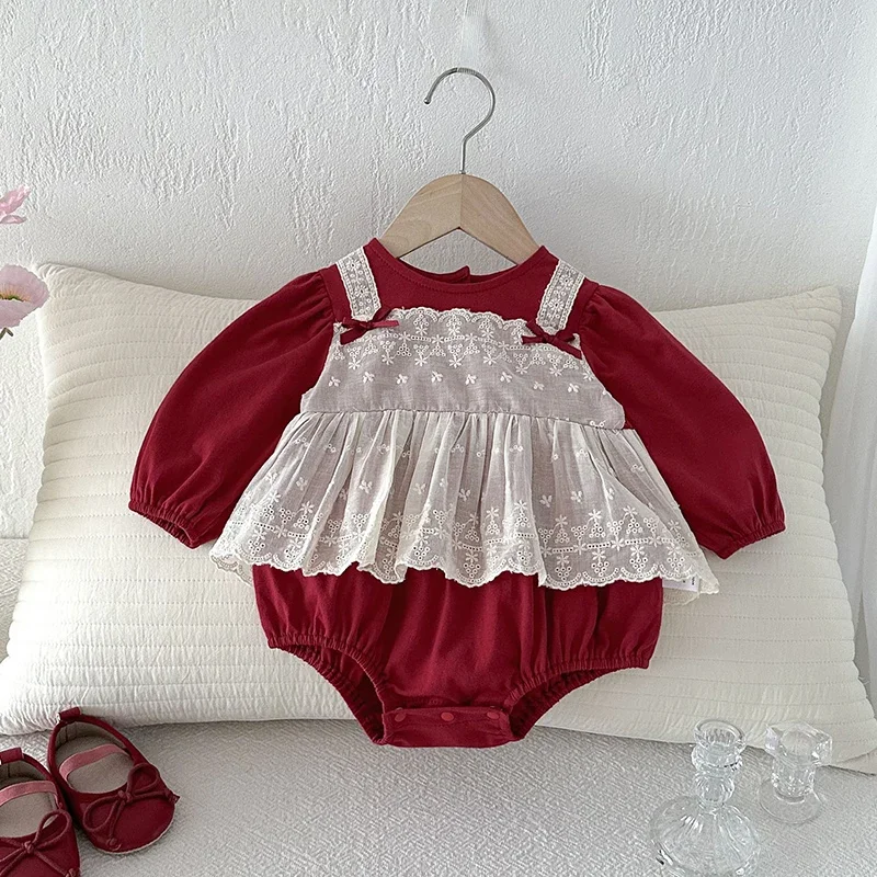 

Новинка 2026: Весенний комбинезон в корейском стиле для малышей, с длинными рукавами, из хлопка, с элементами комбинезона-слип, для девочек 0-24 месяцев.