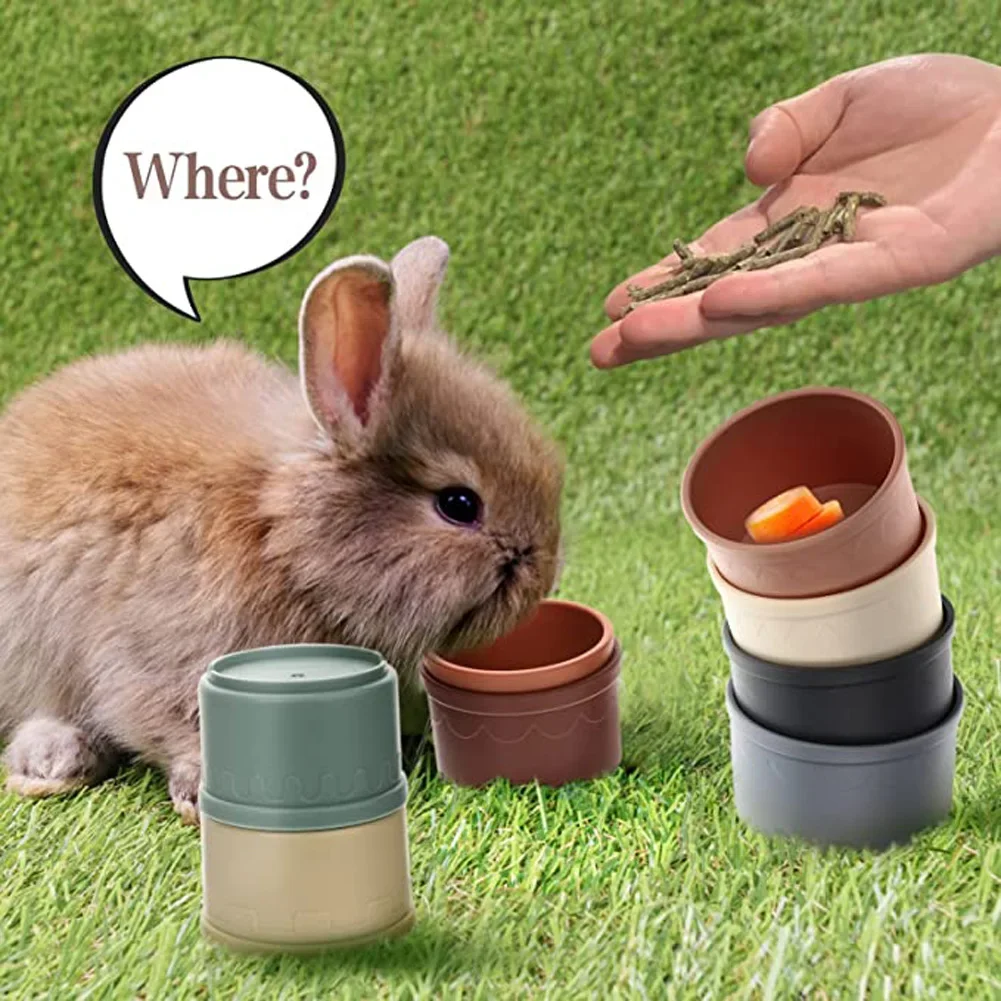 Stacking Cups Toy For Rabbits Multi-colored Reusable Small Animals Puzzle Toys For Hiding Food Playing Small Animals Pet Toys