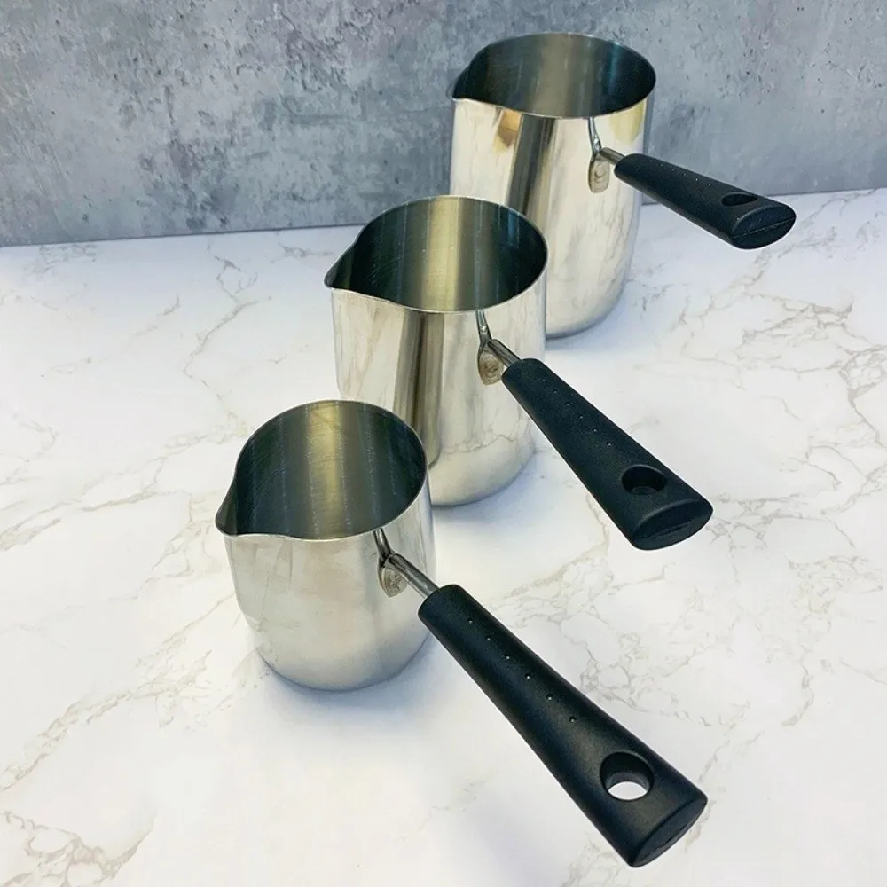 

Stainless Steel Coffee Pot Long Handle V-shaped Mouth Chocolate Melting Pan Professional Leakproof Milk Frothing Pitcher