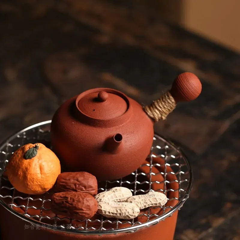 Boil water to make tea Small capacity red mud pot Tea set Side handle temperature resistant open flame Electric ceramic stove