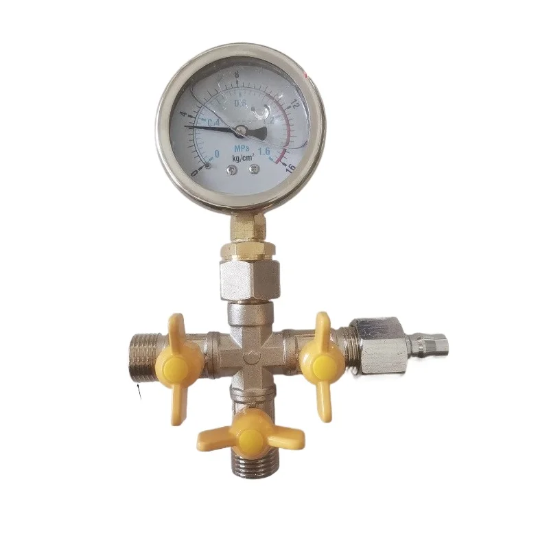 Pressure test pressure gauge Leak test gauge Four-way door Tap water Geothermal floor heating check water leakage instrument 4