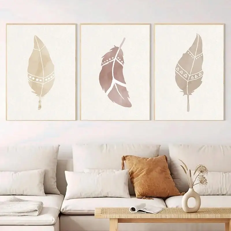 فن حائط بريش بوهو تجريدي ، مطبوعات قماش بسيطة حديثة لغرفة المعيشة ، ملصقات ديكور منزلي أنيقة