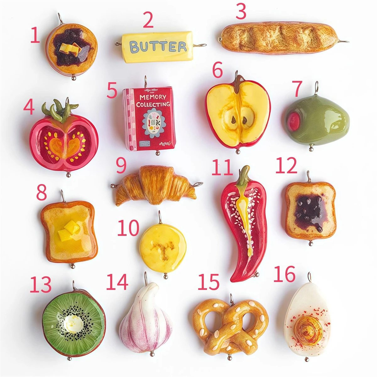 Heiß begehrte Gourmet-Fruchtserie, Brot, Tomate, Apfel, Kiwi, personalisierter Öltropfen-Anhänger für Damen – Detail 4