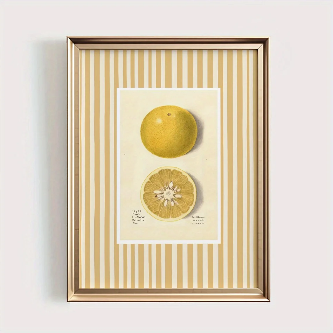 1pc, Wall Art, Vintage Poster, a Lemon Art Print, Simple Style Yellow Striped Canvas Painting, Dining Room Decoration, Kitche