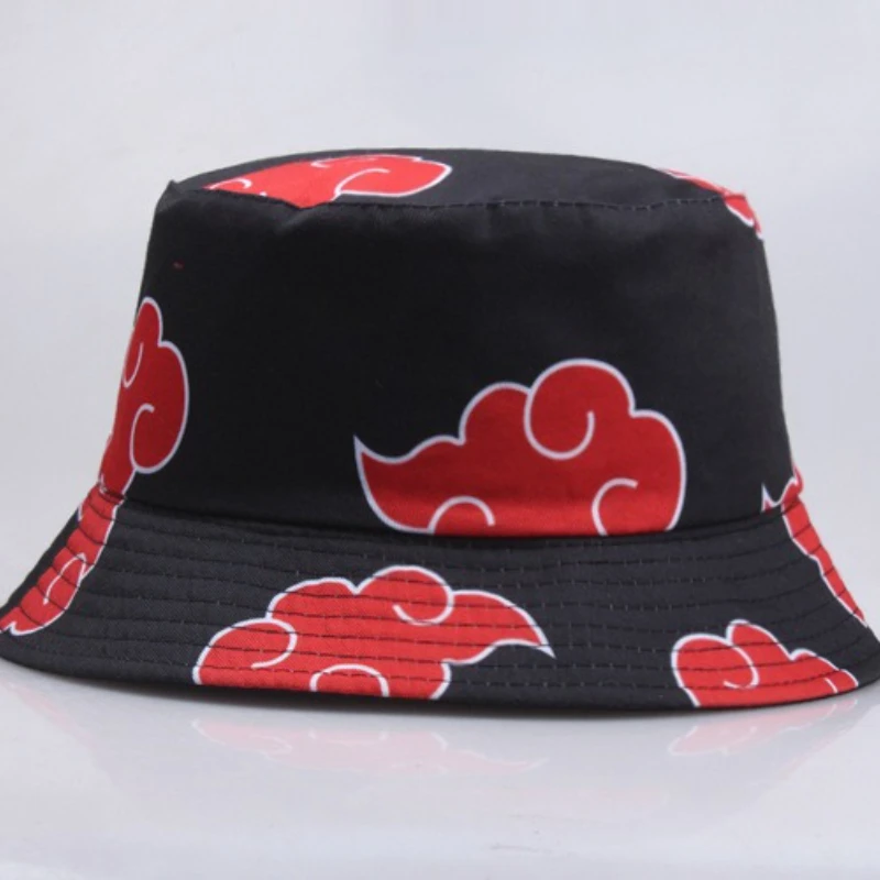 Red Cloud Print Cotton Bucket Hat for Men Women Wide Brim Sun Protection Adjustable Outdoor Summer Beach Cap Casual Streetwear