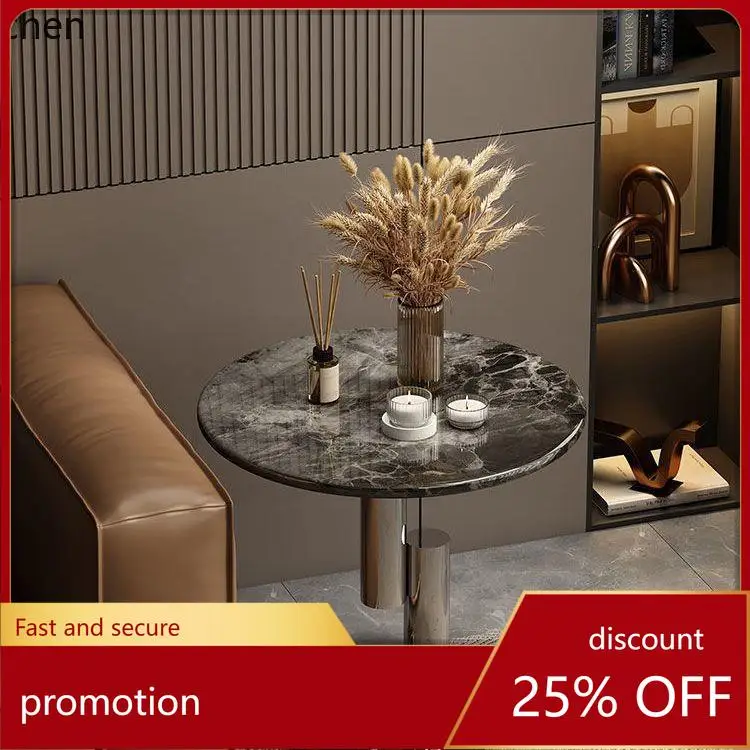 ZML Home Sofa Living Room Stainless Steel Microcrystalline Stone Corner Table Bedroom Side Table