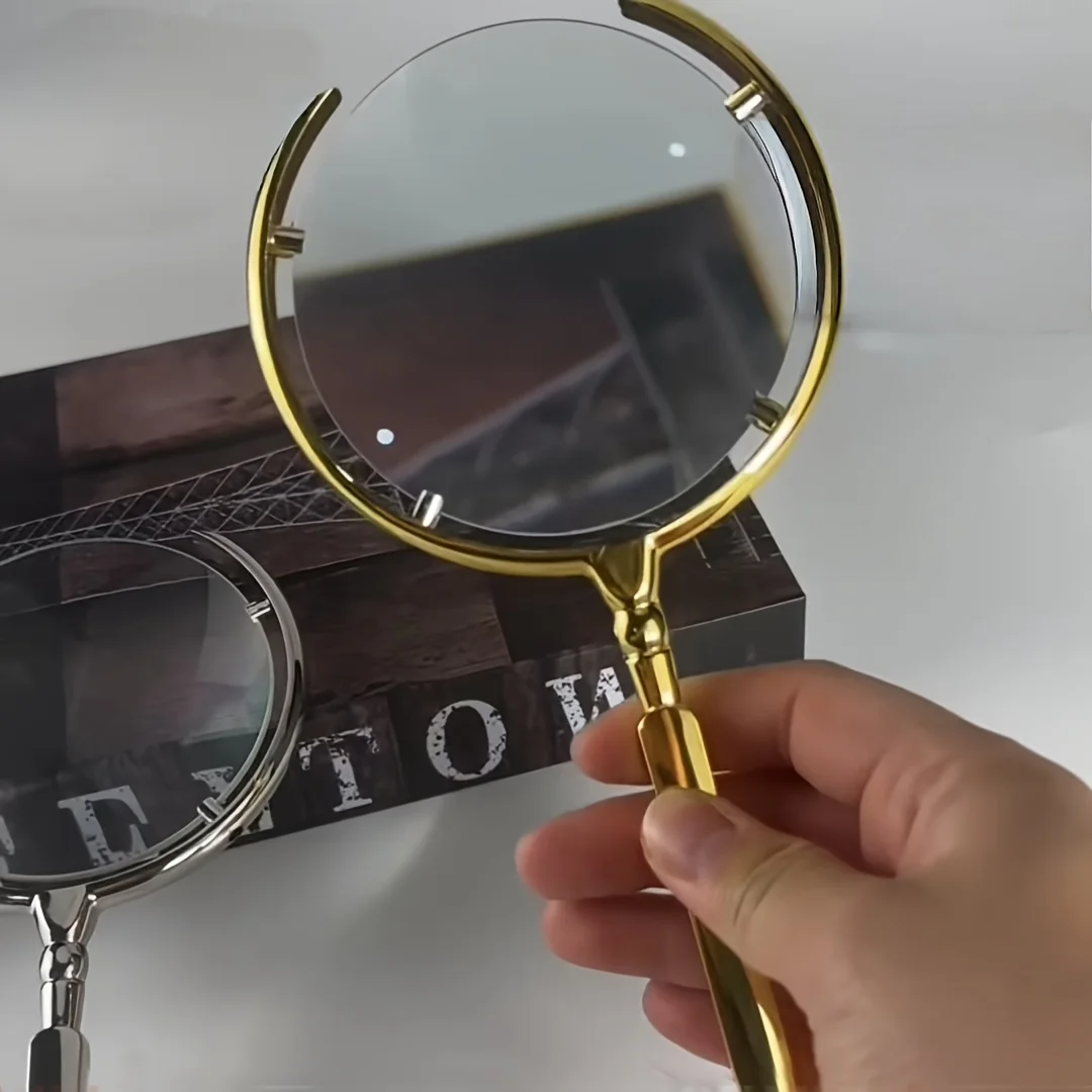 

Элегантное металлическое увеличительное стекло с золотой оправой, 11 см, линза высокой четкости — идеально подходит для офиса, пожилых людей — качественное средство для чтения