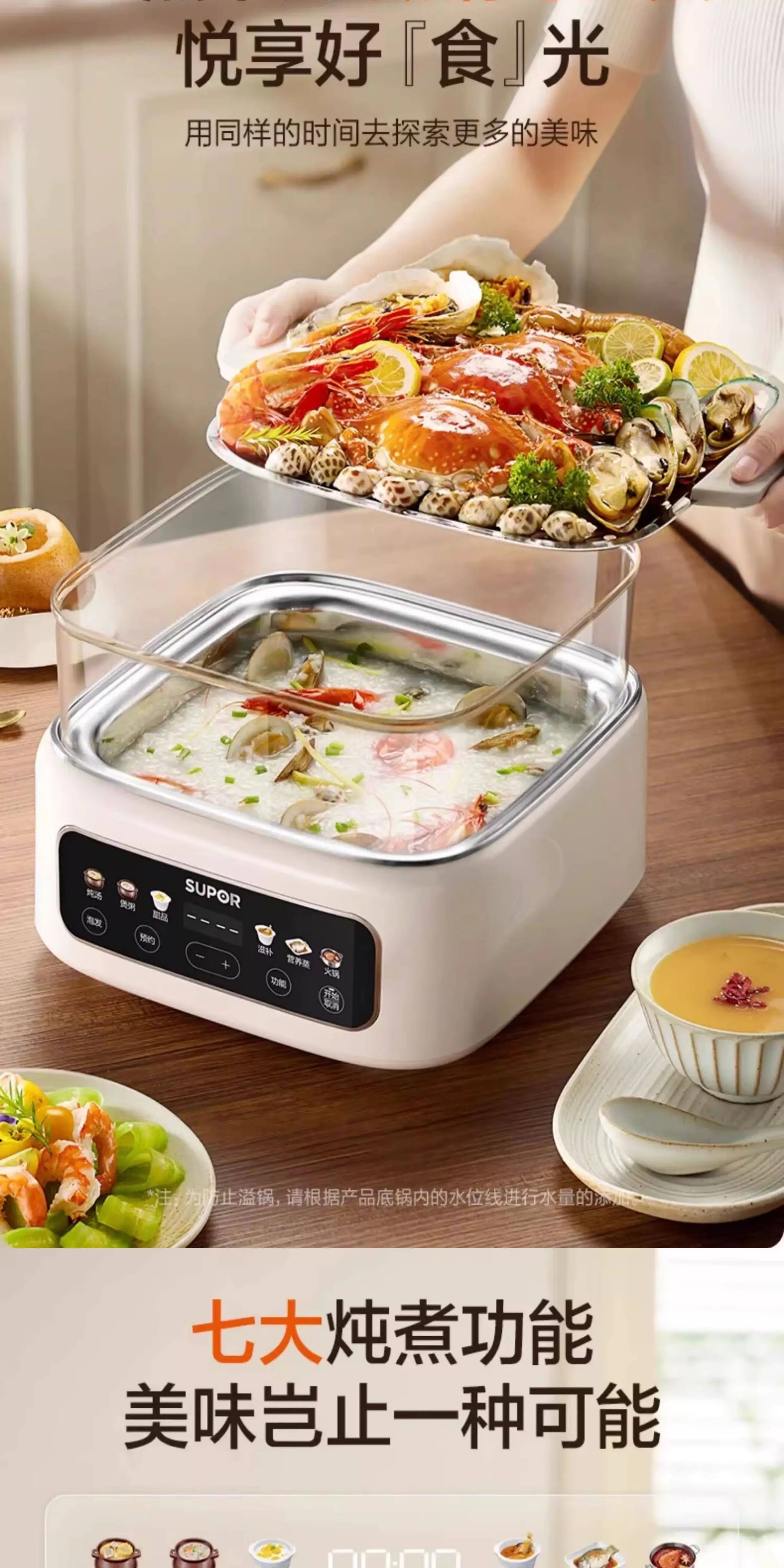 220V SUPOR Electric Stew Pot C - Slow Cooker Ceramic 评论和价格
