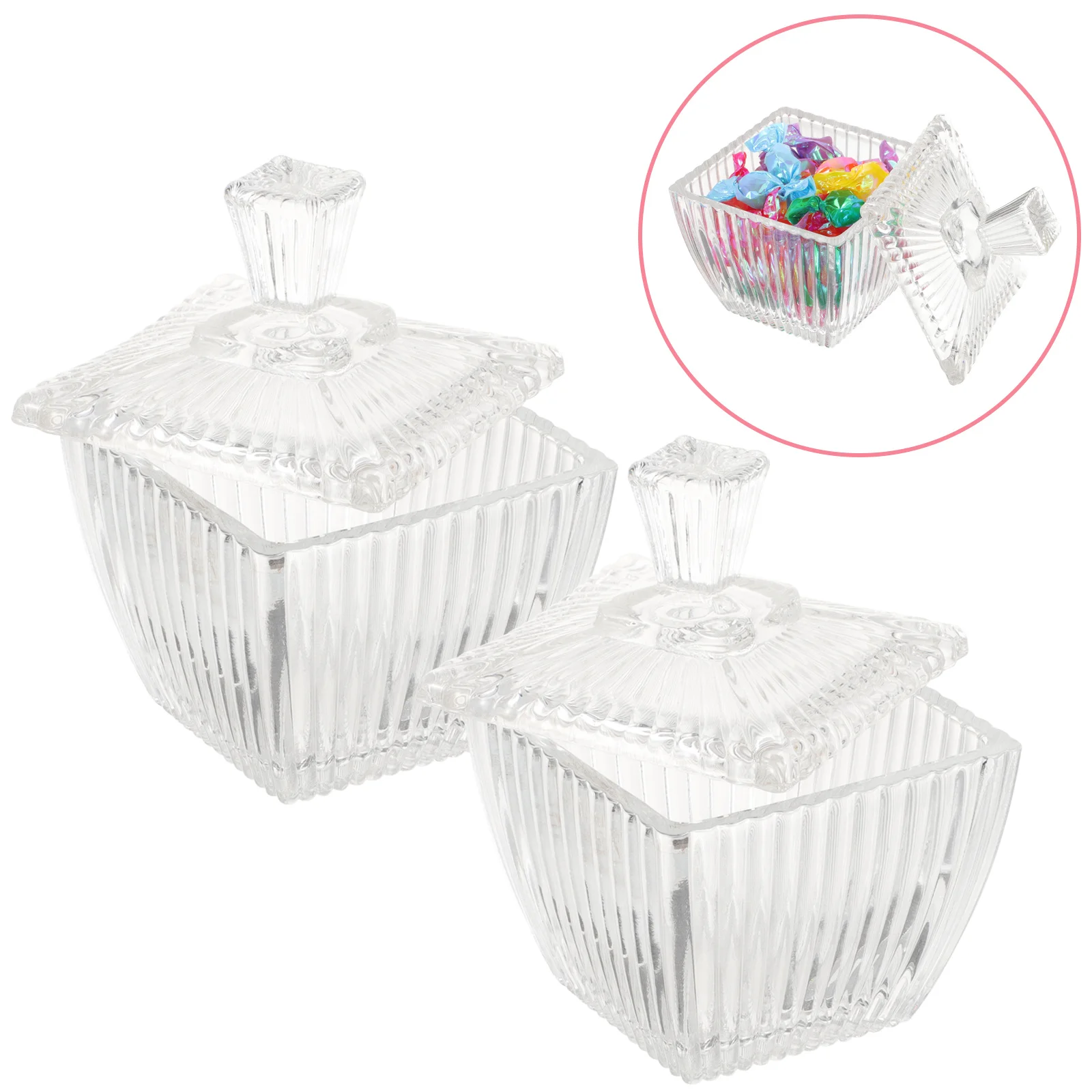 

2Pcs Glass Candy Jar Airtight Tea Canister Clear Storage Container for Home Coffee Sugar Spice Jars