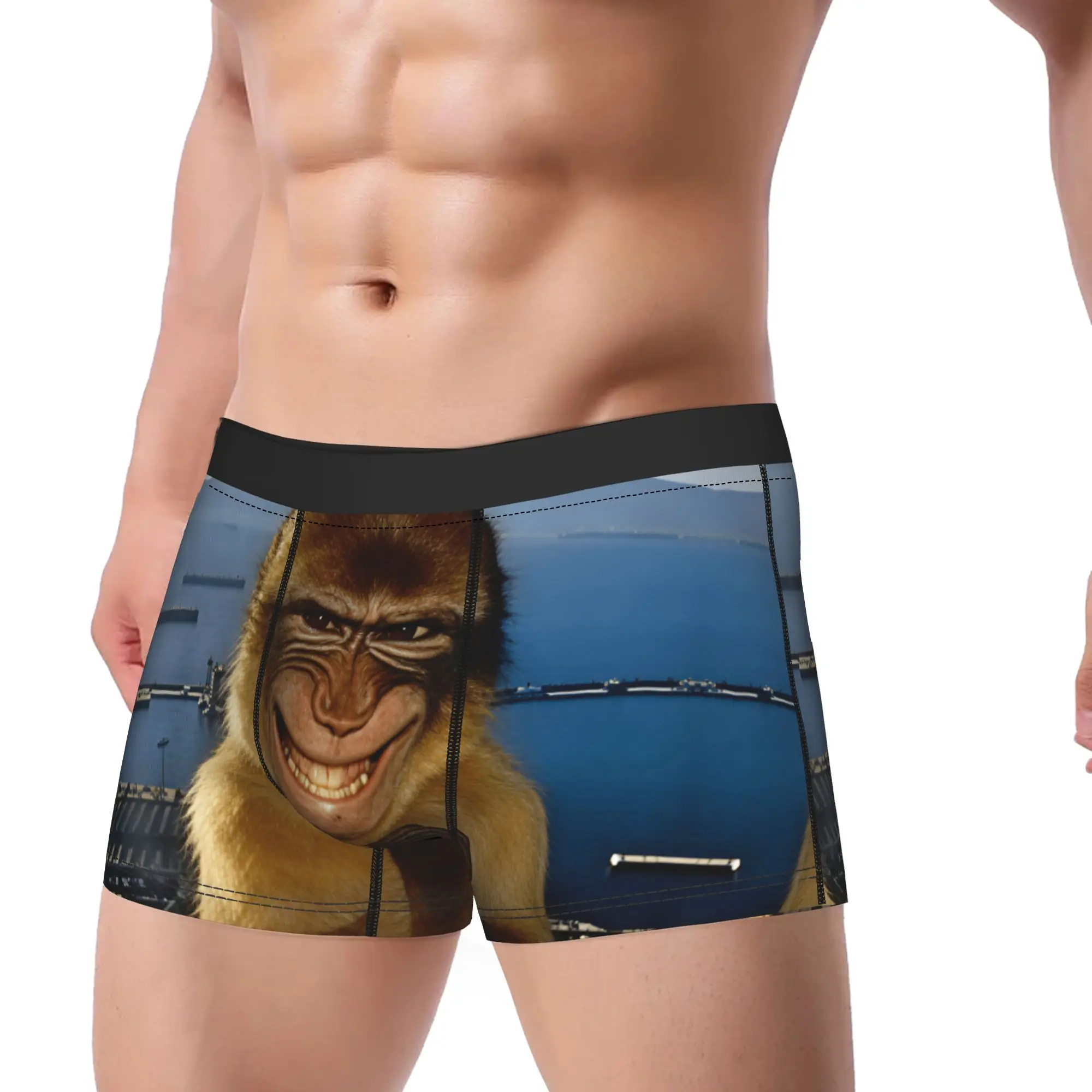 Thinking Monkey Meme Found an Evil Idea Smiling Funny Silly Underwear  Boxershorts Quality Men Panties Breathable Shorts Briefs