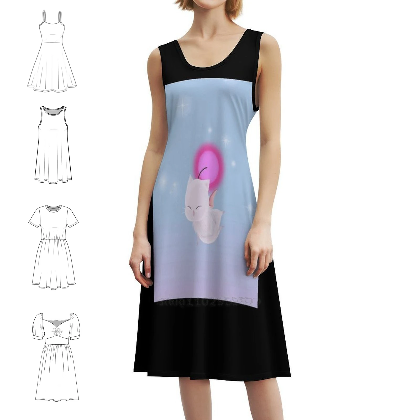 فستان Moghome النسائي الأنيق للحفلات على شكل حرف A مع خيارات قصيرة/طويلة/بدون أكمام فستان Moghome للفتيات #1