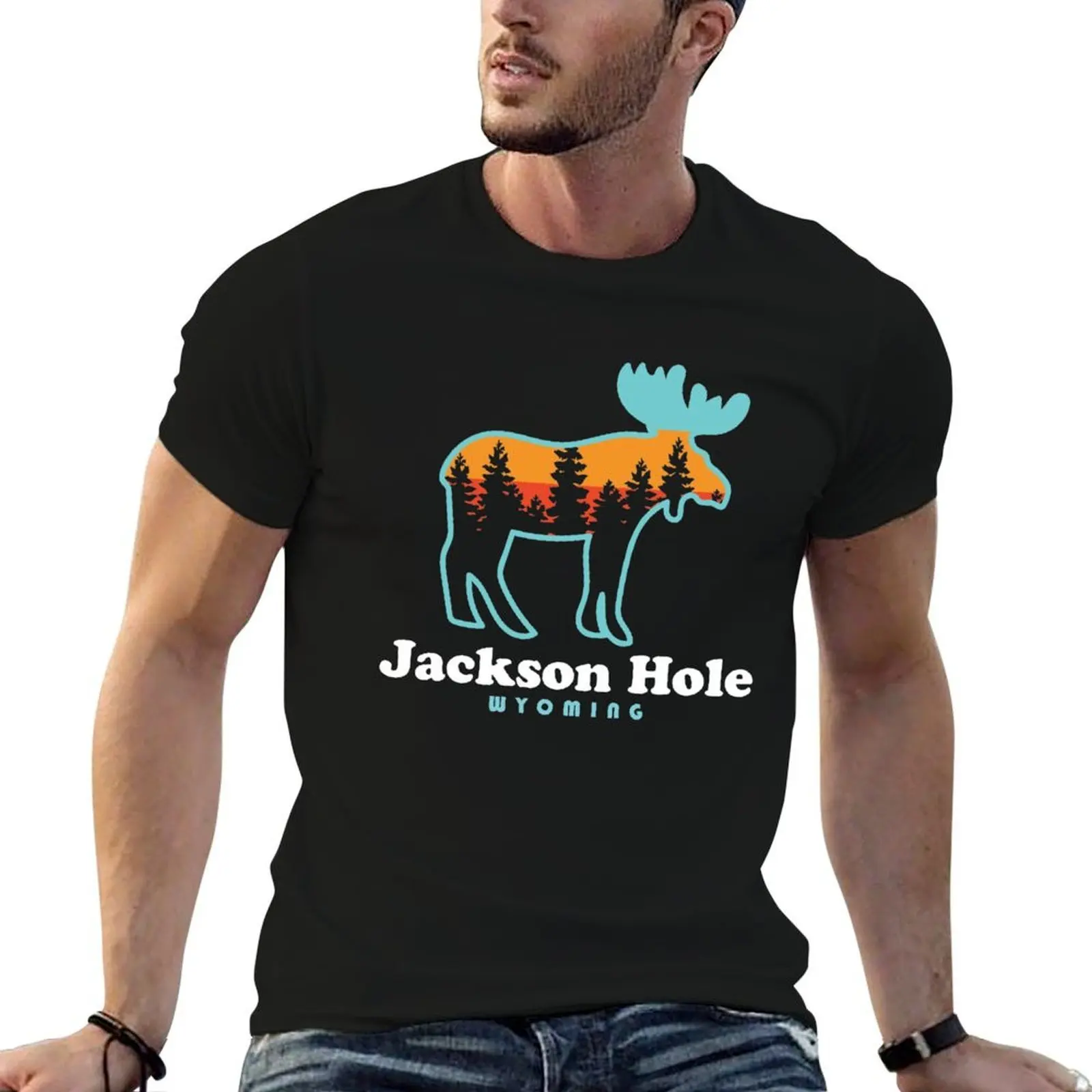 

Jackson Hole Wyoming Moose Grand Tetons T-Shirt t shirts designer printed t shirts for man T-Shirt