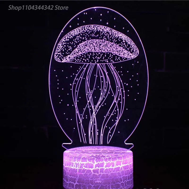 Medusa de pez dorado acrílico 3D, luz nocturna única DIY, sala de estar, dormitorio, regalo creativo para padres e hijos, luz decorativa, atmósfera USB