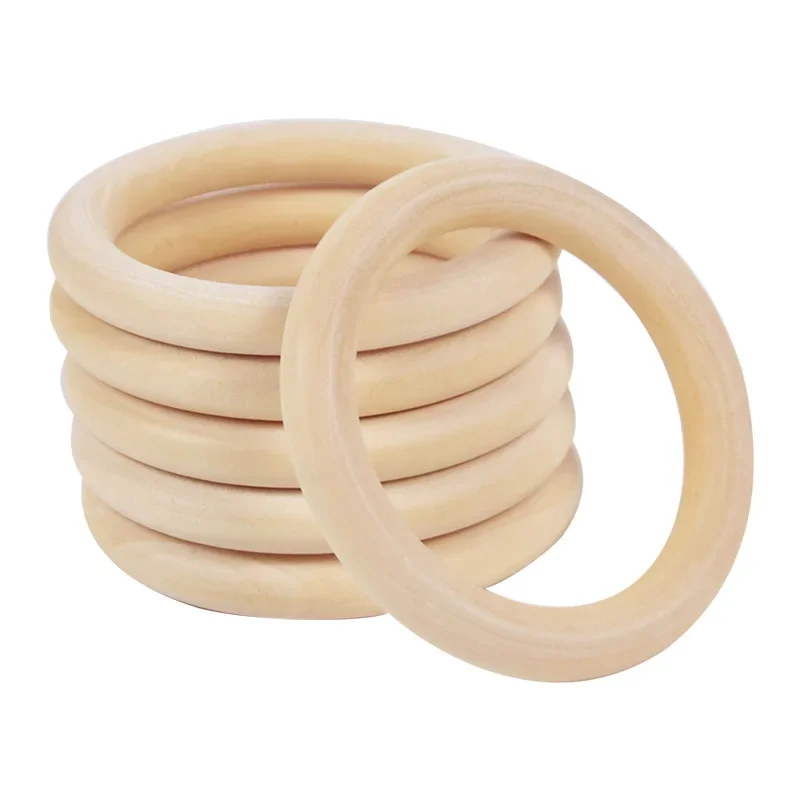 Unfinished Wooden Rings Multiple Sizes Solid Color Natural Wood Circle Rings Macrame Craft Jewelry Decorative Hoops Wood Crafts